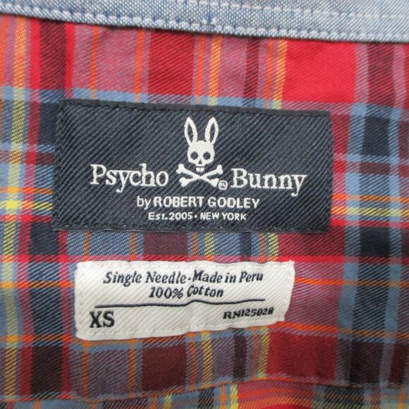 Psycho Bunny Shirt Mens XS Plaid Single Needle Cotton Button Up - Picture 4 of 4